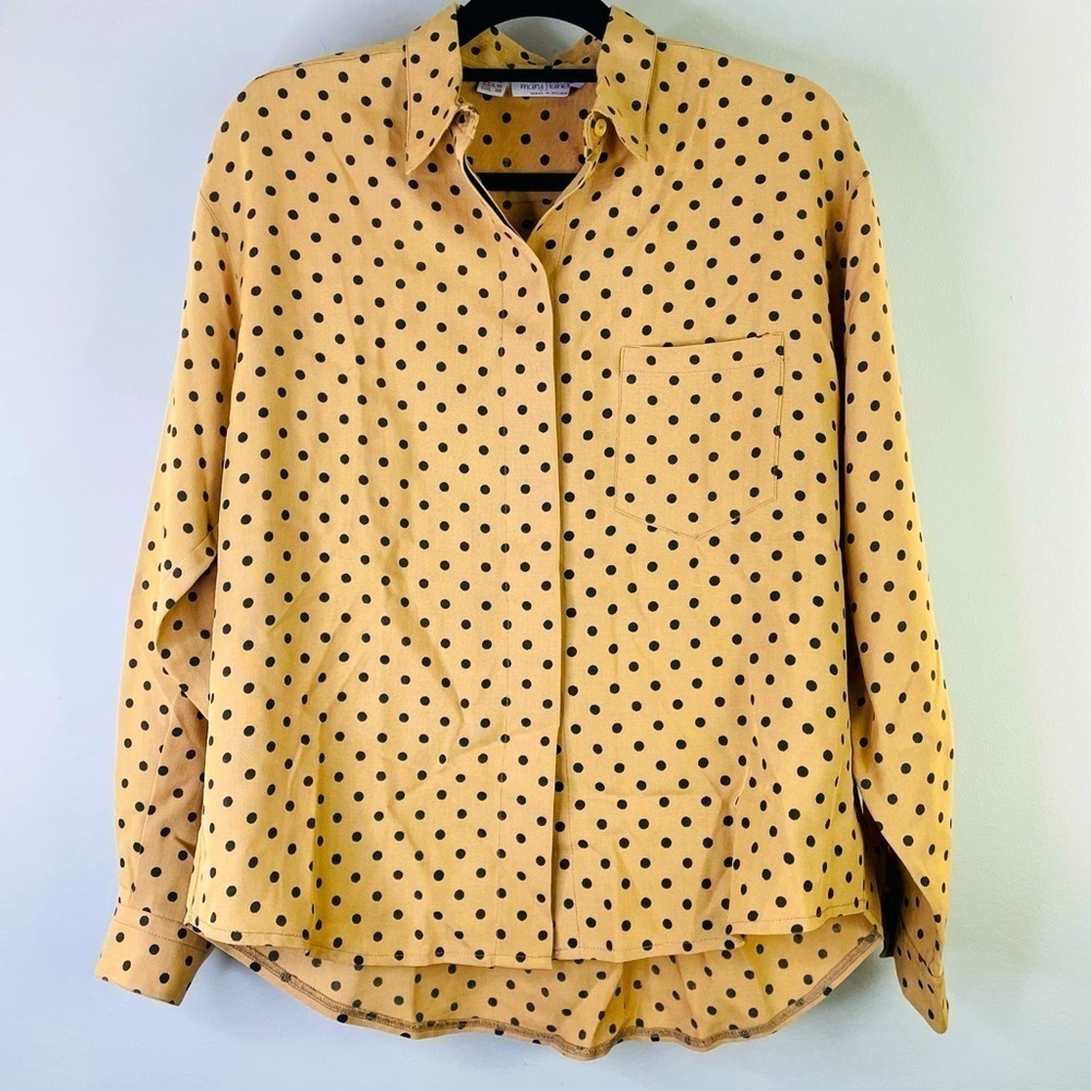 Vintage Mary Flaherty Women’s Made In Ireland Polka Dot Button Down Top